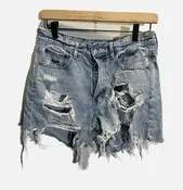 American Eagle 90s Boyfriend Shorts Womens 6 Light Wash‎ Distressed Denim