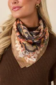 A Beautiful Season Black Multi Floral Square Scarf