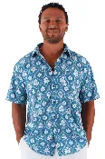 Anchor Boys Damask Palm Tech Button Front