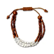Koa and Freshwater Pearls 3 Strand Loose Adjustable Bracelet