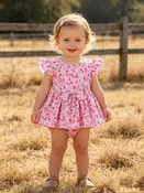 Baby Girls Romper-Spring Floral Print