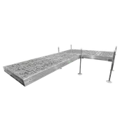 12' L-Shaped Boat Dock System with Aluminum Frame and Thermoformed Terrazzo Decking