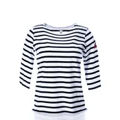 3/4 Sleeve Boatneck Top - Navy Breton Stripe & Red Anchor