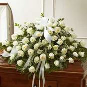 All White Rose Casket Cover