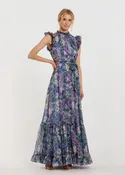 Chiffon Ruffle Sleeve Gown