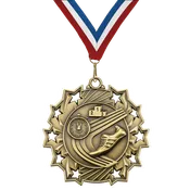 2.25" 10 Star Track & Field Medal – Gold, Silver & Bronze with 30 Ribbon Options