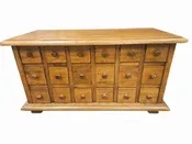 20thc Oak Apothecary Cabinet 18 Drawers 14"H X 16"W X 12"D