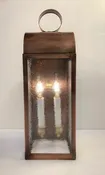 Salem without bars seedy glass solid copper wall lamp, Outdoor, Handmade in USA.