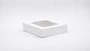 10″x10″x2 1/2″ White Automatic, 4-Corner Beers, with Window, 1 Piece
