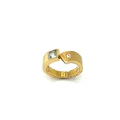 Ladies' 18KT Yellow Gold Aquamarine and Diamond Ring