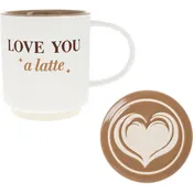 A Latte 17 oz Mug with Coaster Lid