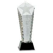 10 1/2" Crystal Frosted Star Column on Black Pedestal Base