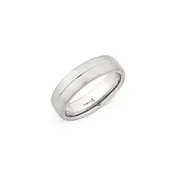 6.5mm Brushed Finish with a Polished Grooved Center Wedding Band