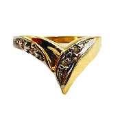 14K Yellow Gold Heart Ring with White Gold Accent