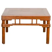 1900s Antique Square Elmwood Coffee Table