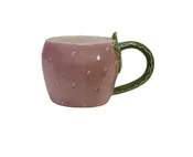 Creative Co-op - 12 oz. Hand-Painted Stoneware Strawberry Shaped Mug