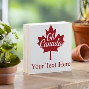 Canada Strong Vintage Sign Wood Block, "Oh Canada" With Personalization, 6"x6"