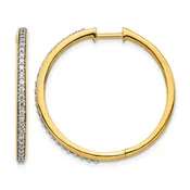 14k Gold Diamond Hinged Round Hoop Earrings