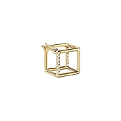 3D Two-Sided Pavè Diamond Square Earring 01 in Yellow Gold