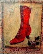 Red Brocade Boot - Sandra Lee Goodale