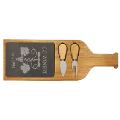 Custom Acacia Wood/Slate Serving Board with Two Tools