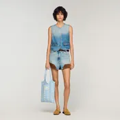 Cropped studded denim vest