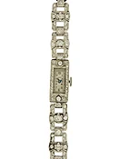 Art Deco Platinum &amp;amp; Diamond Ray Swiss Ladies' Watch c. 1920s