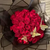 Long Stem Roses & Butterfly Hand Bouquet