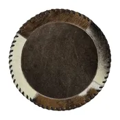 American West at Home Hair‑On Hide 13" Round Placemat with Suede Backing — Brown Center