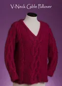 124 Vermont Fiber Pattern V-Neck Cable Pullover