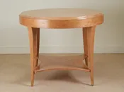 Andre Arbus table in burled maple w/bronze (#1241) — Calderwood Gallery is a world class resource for original French Art Deco furniture. Works by Maurice Dufrene, Jacques Adnet, Ruhlmann, Jallot, Follot, Arbus, Leleu, Dominuque, Subes, Sue et Mare. Art Nouveau, decorative arts, iron works.