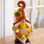 12.5" Harvest Girl Lighted Gnome Statuary