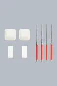 Red Chopsticks & Ceramic Rests with Sauce Bowls