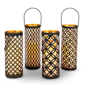 Metal Lantern & Candle, Assorted 1pc