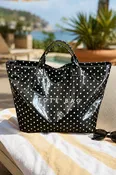 Black and White Polka Dot Vinyl TOTE BAG