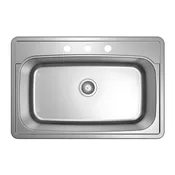 Ubuilder Series U377 Drop-In Large Single Bowl 18-Gauge Stainless Steel Sink