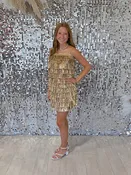 Chloe metalic ruffled mini dress