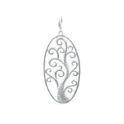 10093 Oval Silver Tree Pendant