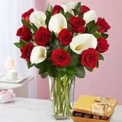 Stunning Red Rose & Calla Lily Bouquet