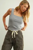 Square Neck Ribbed Knit Tank
