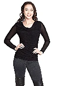 Drape Neck Mesh Top