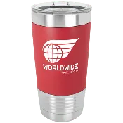 20 oz. Black/White Tumbler with Silicone Grip and Clear Lid