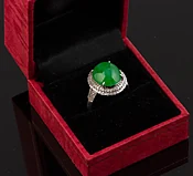 18k White Gold Jade and Diamond Ring