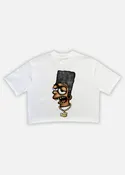 BLACK BART CROP TEE - WHITE