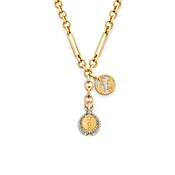 Dream - Resilience | Per Aspera Ad Astra and Pavé Floral Screen Midsize Mixed Clip Extension Necklace | Diamonds, Yellow Gold