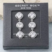 14K Gold Dipped Cz Triple Drop Earrings