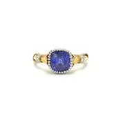 18K Yellow Gold Cushion Sapphire Ring Style F-38493-FL-0-0