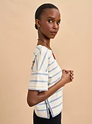 Short Sleeve Breton Tee in Striped Blue \u0026 Orange