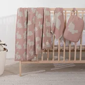 Bunny Organic Cotton Baby Blanket and Burp Cloth Set