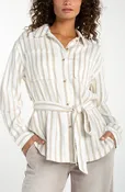 Belted Striped Button Down